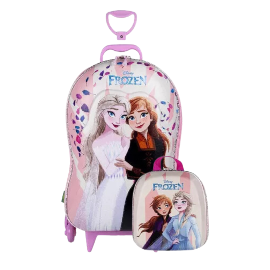 Kit Diplomata Frozen Mochila com Rodas e Lancheira