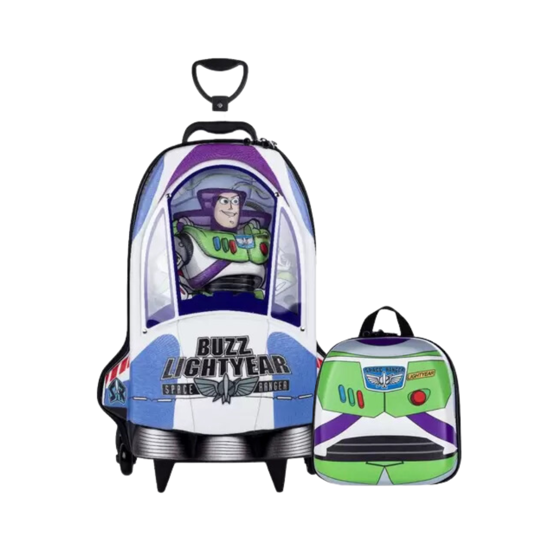 Kit Diplomata Buzz Ligthyear Mochila com Rodas e Lancheira