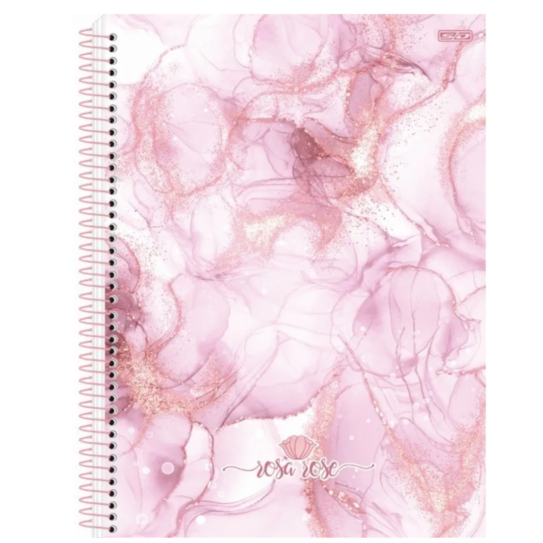 Caderno Universitário 15 Matéria 240 Fls Rosa Rose São Domingos