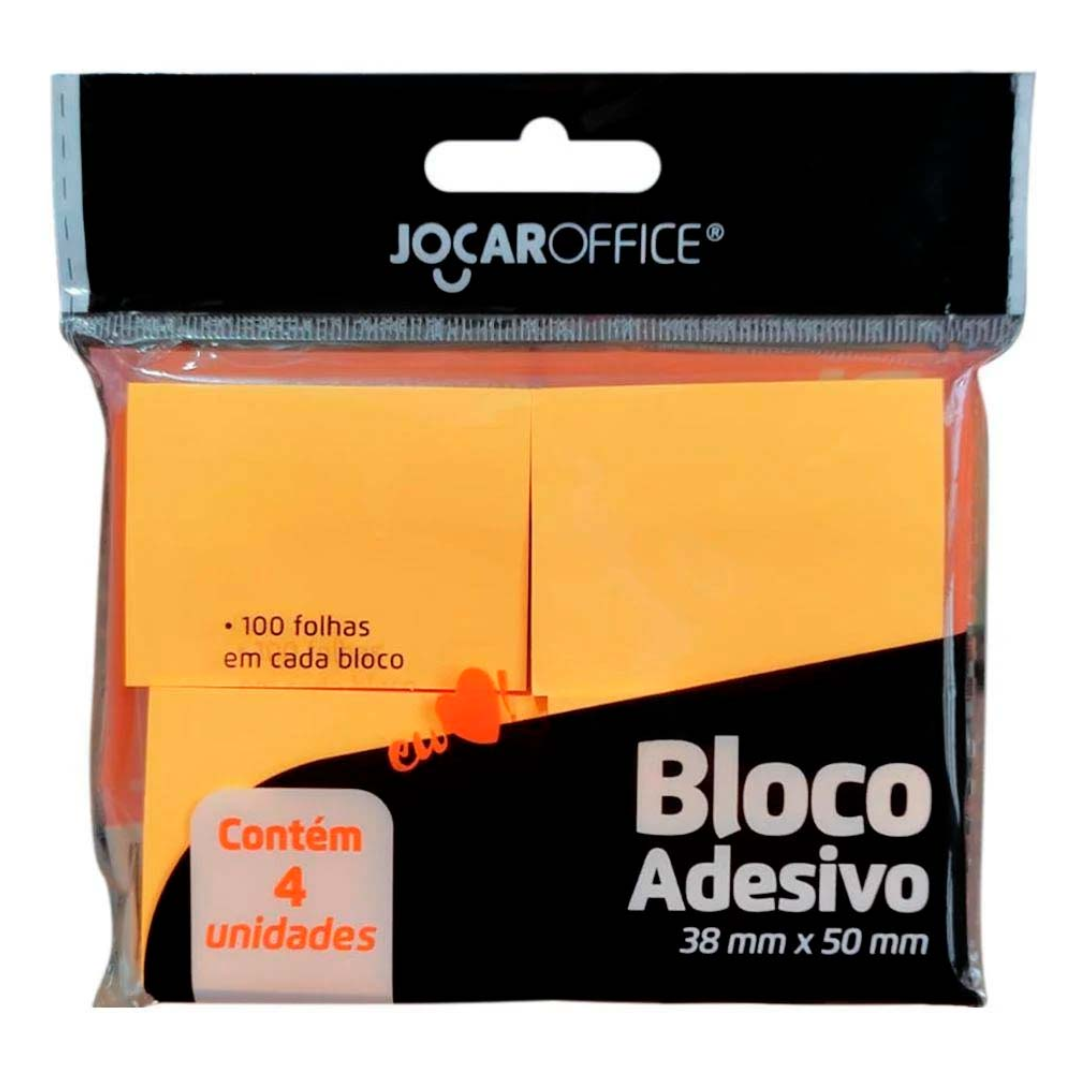 Bloco Adesivo Jocar 38x50mm 4 unidades Laranja