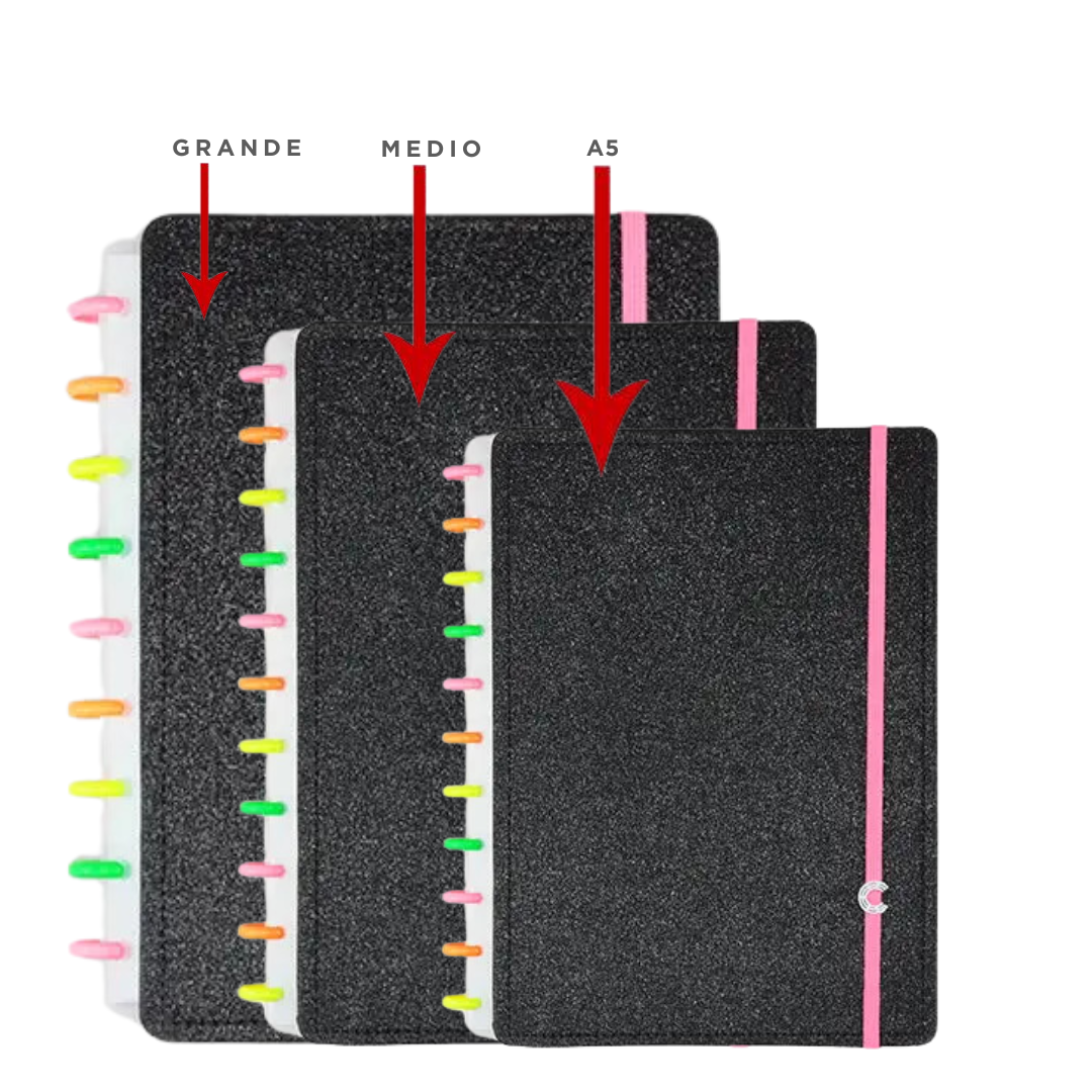 Caderno Inteligente Lets Glitter Neon Black