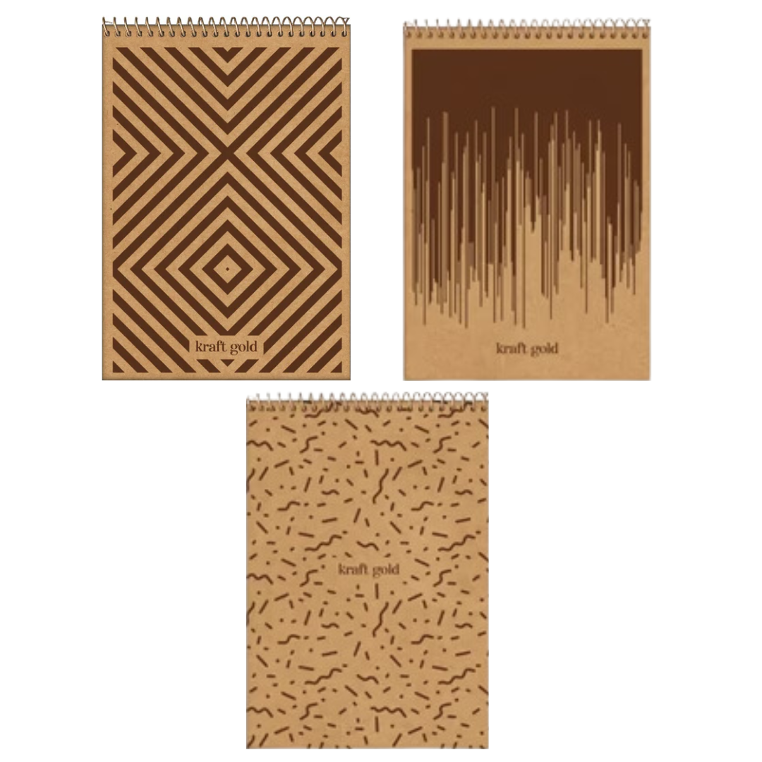 Caderno kraft Gold Jandaia Capa Dura Espiral 80 Fls