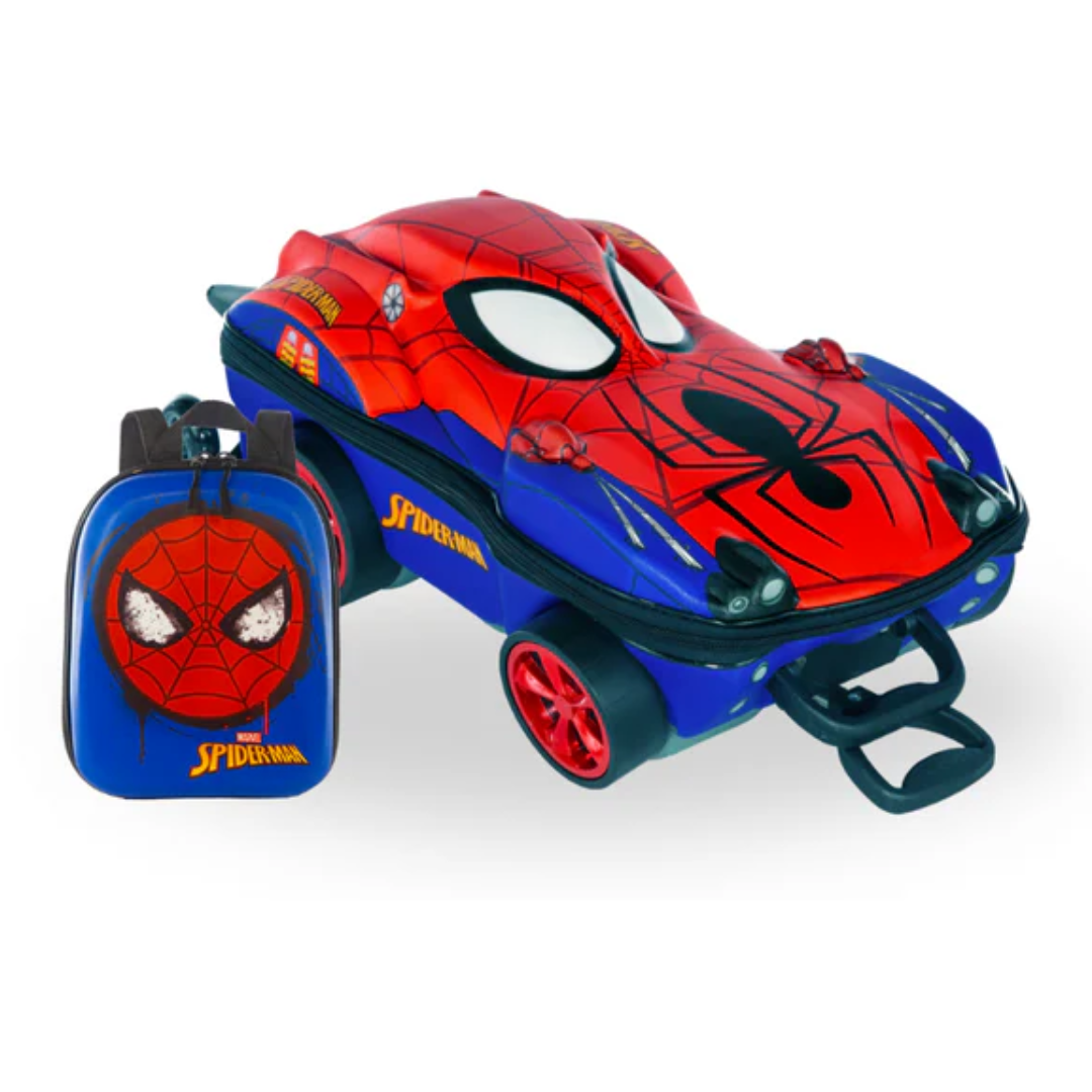 Kit Diplomata Homem Aranha Vermelho e Azul Mochila com Rodas e Lancheira (