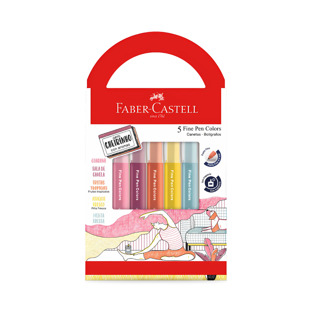 Caneta Fine Pen Faber-Castell 5 cores com cheirinho