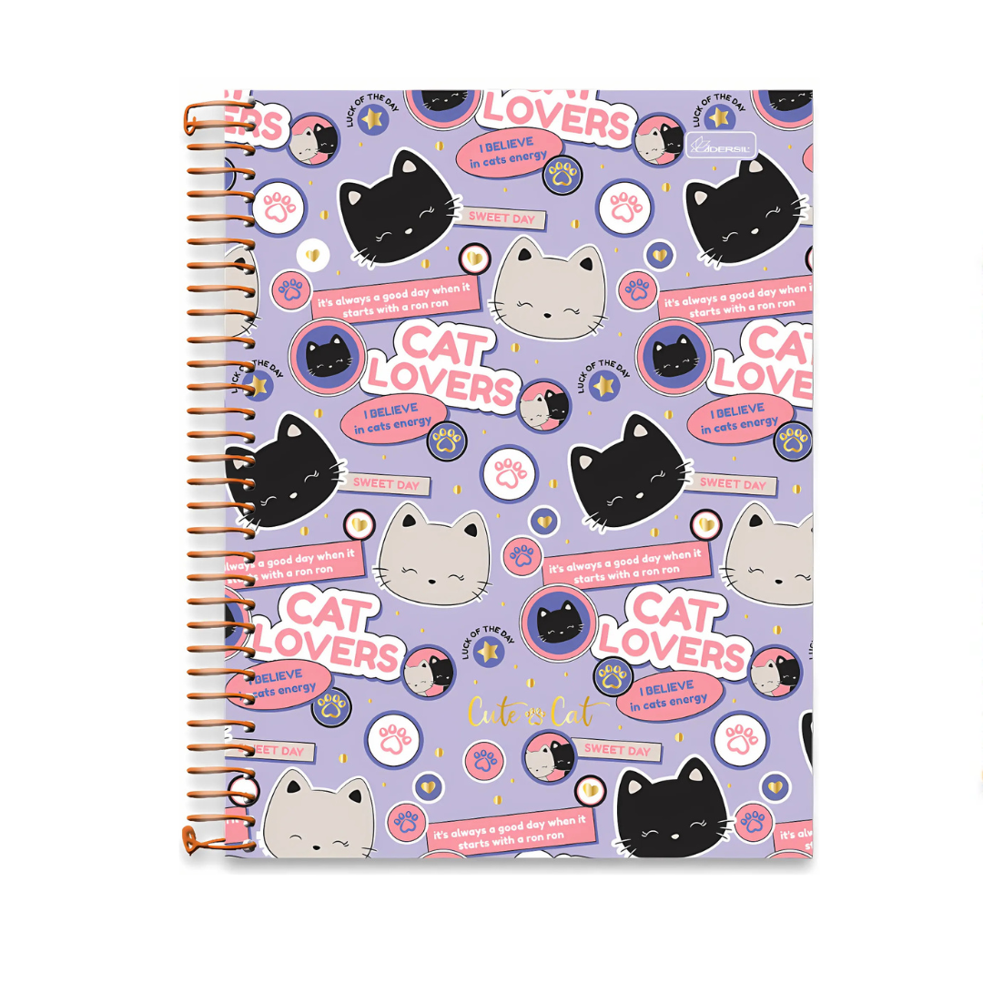 Caderno Universitário 20 Matérias- 320 folhas Cute Cat - Cadersil