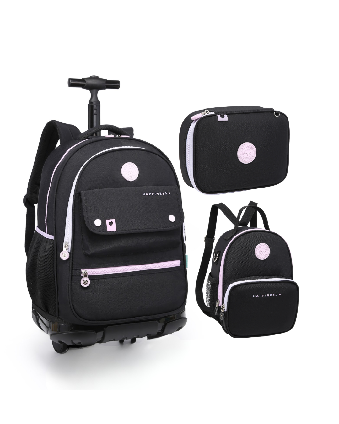 Kit 3 Peças Kika Hapiness Mochila, lancheira e estojo box.