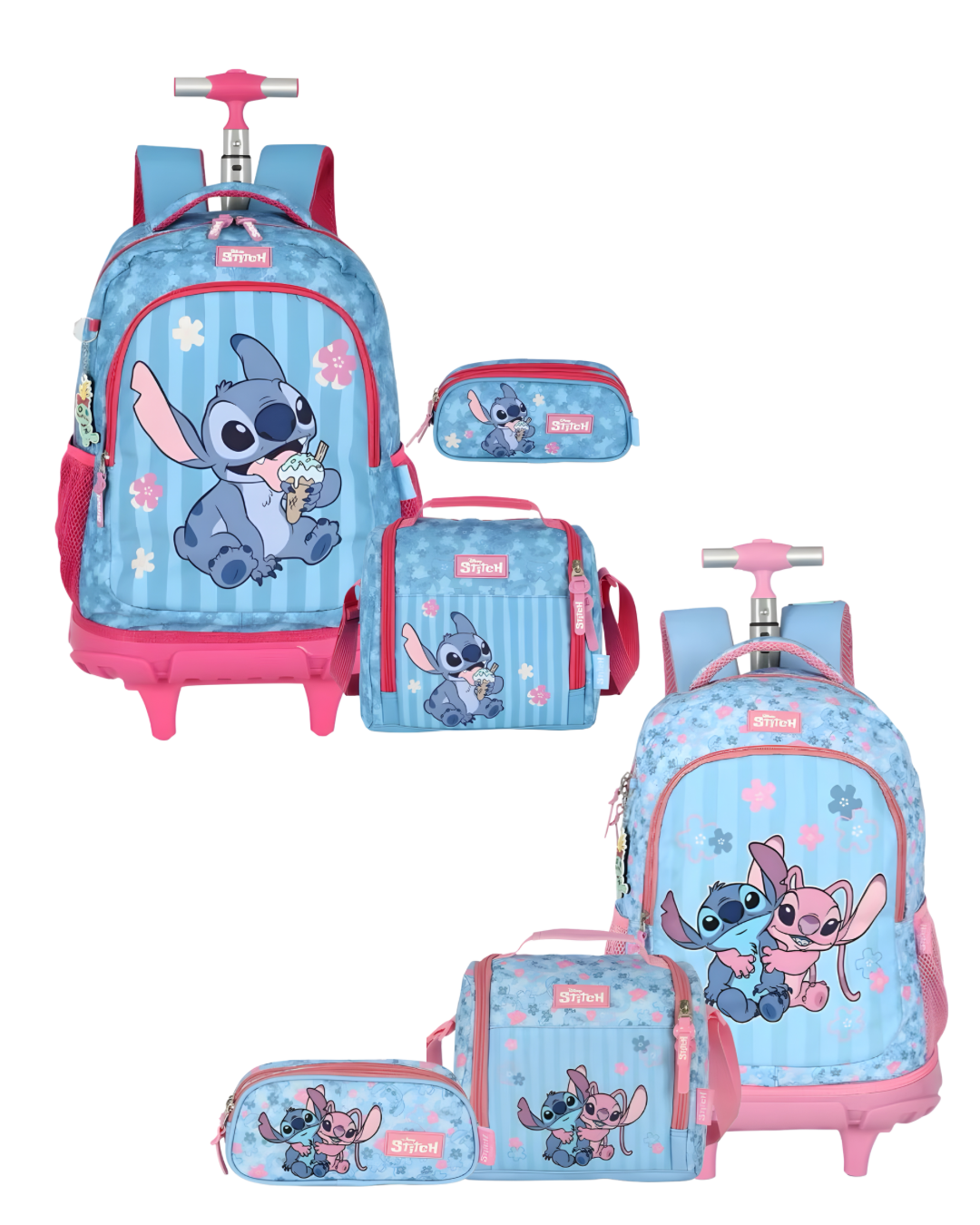 kit Mochila Rodinha Stitch Com Lancheira E Estojo