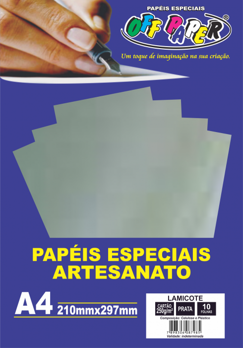 Papel Lamicote A4 250g Prata Off Paper 10 Folhas