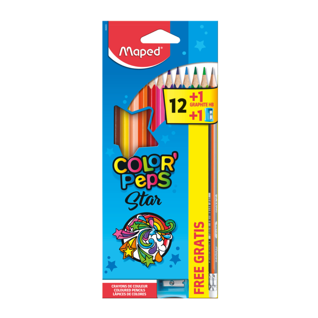 Lápis De Cor Maped 12 Cores + Apontador + Lápis Grafite