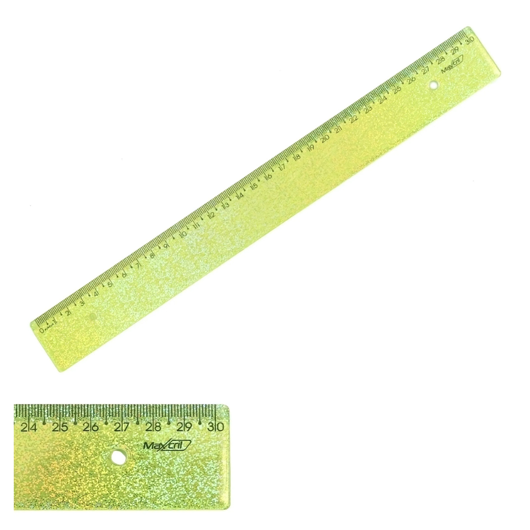 Régua 30cm Holográfica Glitter - Maxcril