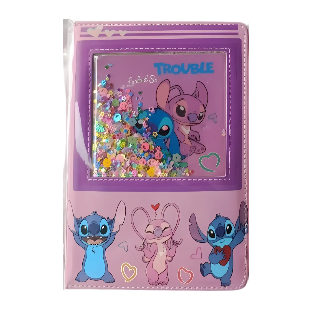 Caderno Stitch Rosa com Brilho