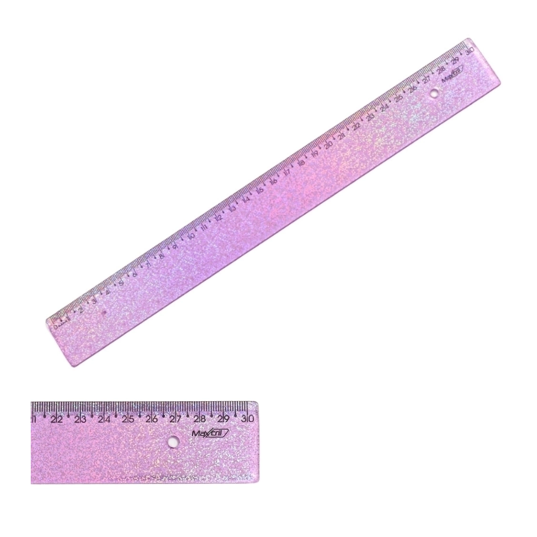 Régua 30cm Holográfica Glitter - Maxcril