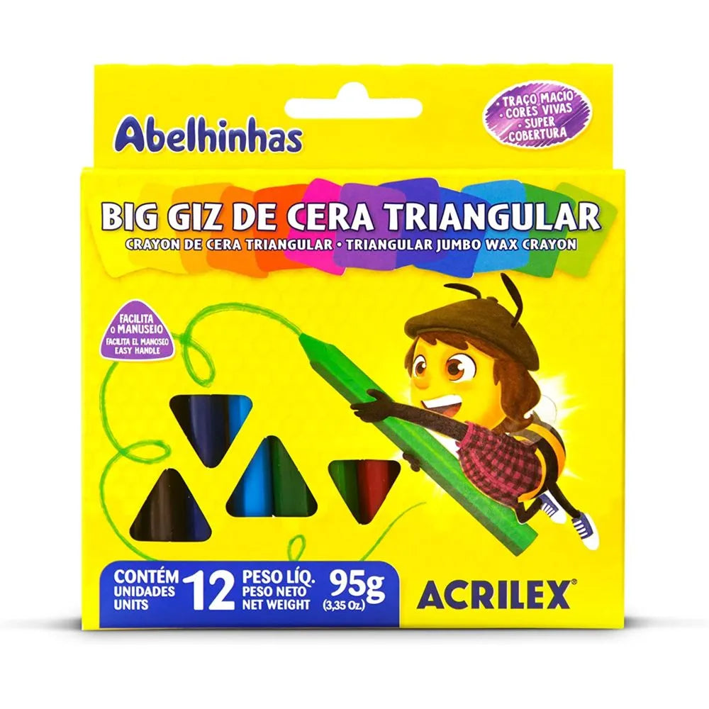 Big Giz De Cera Acrilex Triangular 12 Cores