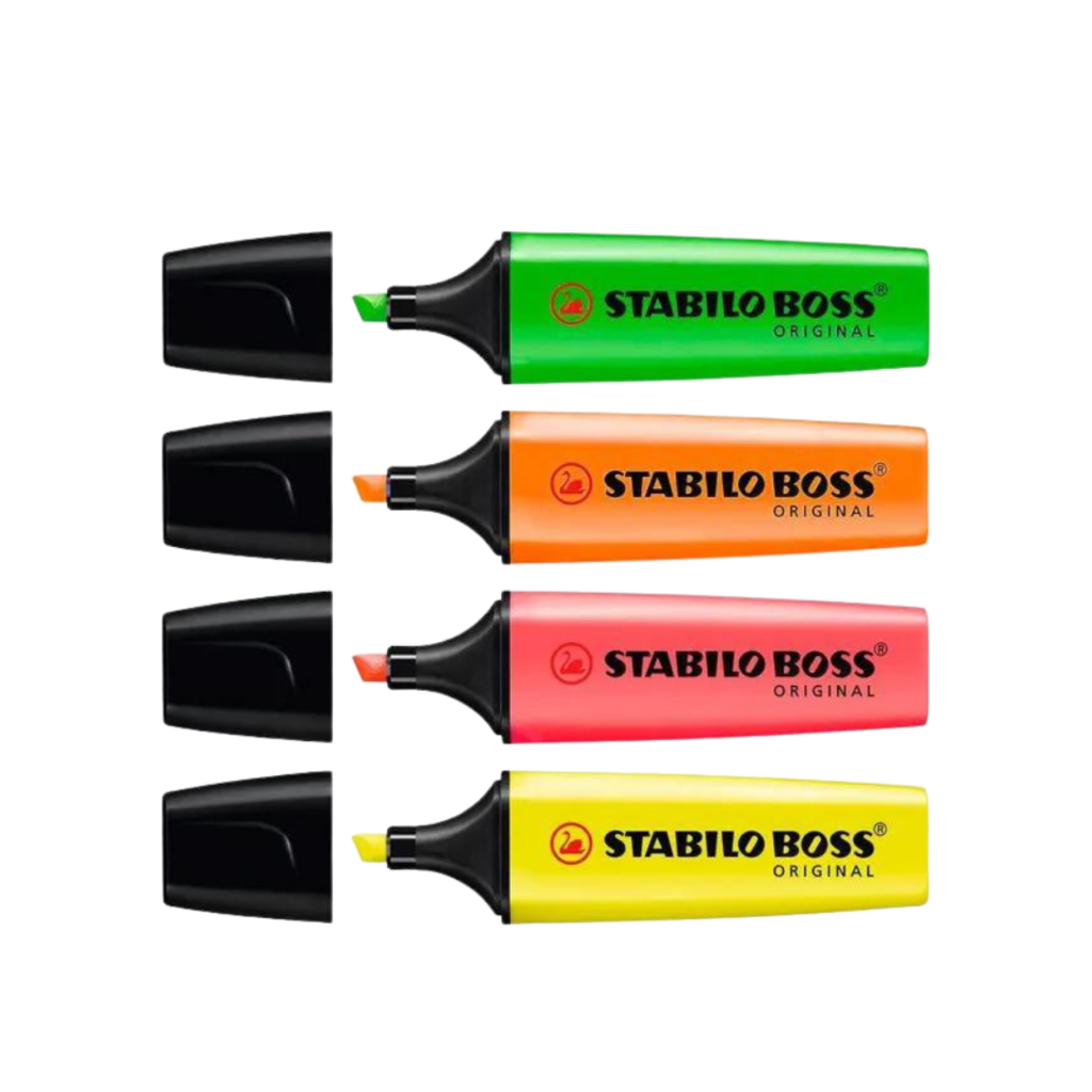 Marca Texto Stabilo Boss Kit com 4 cores fluorescente