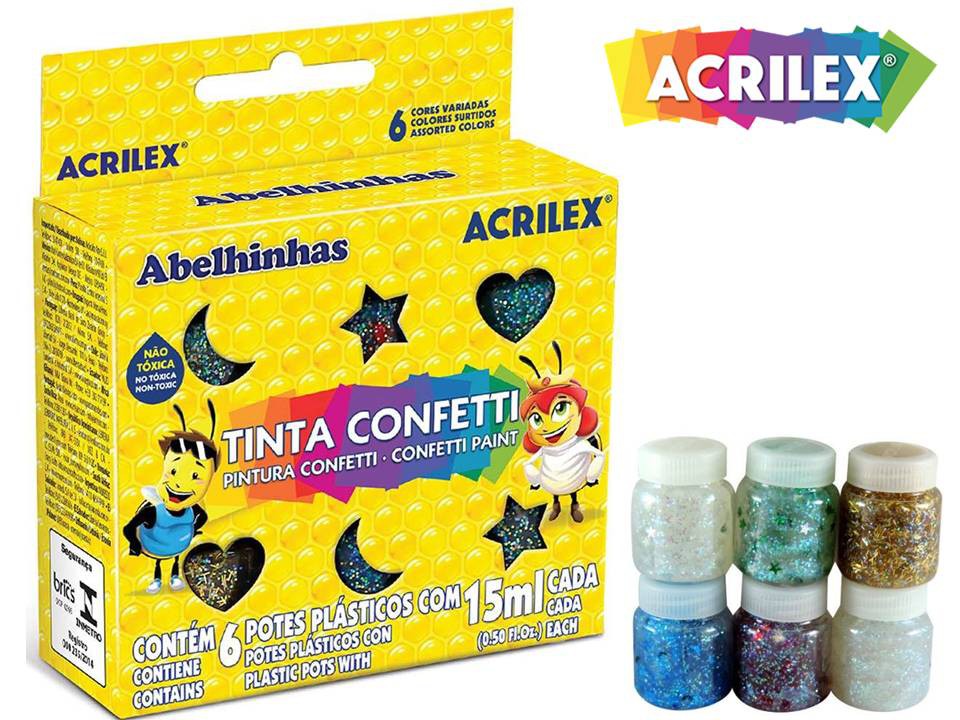 Tinta Confetti Acrilex 6 Cores