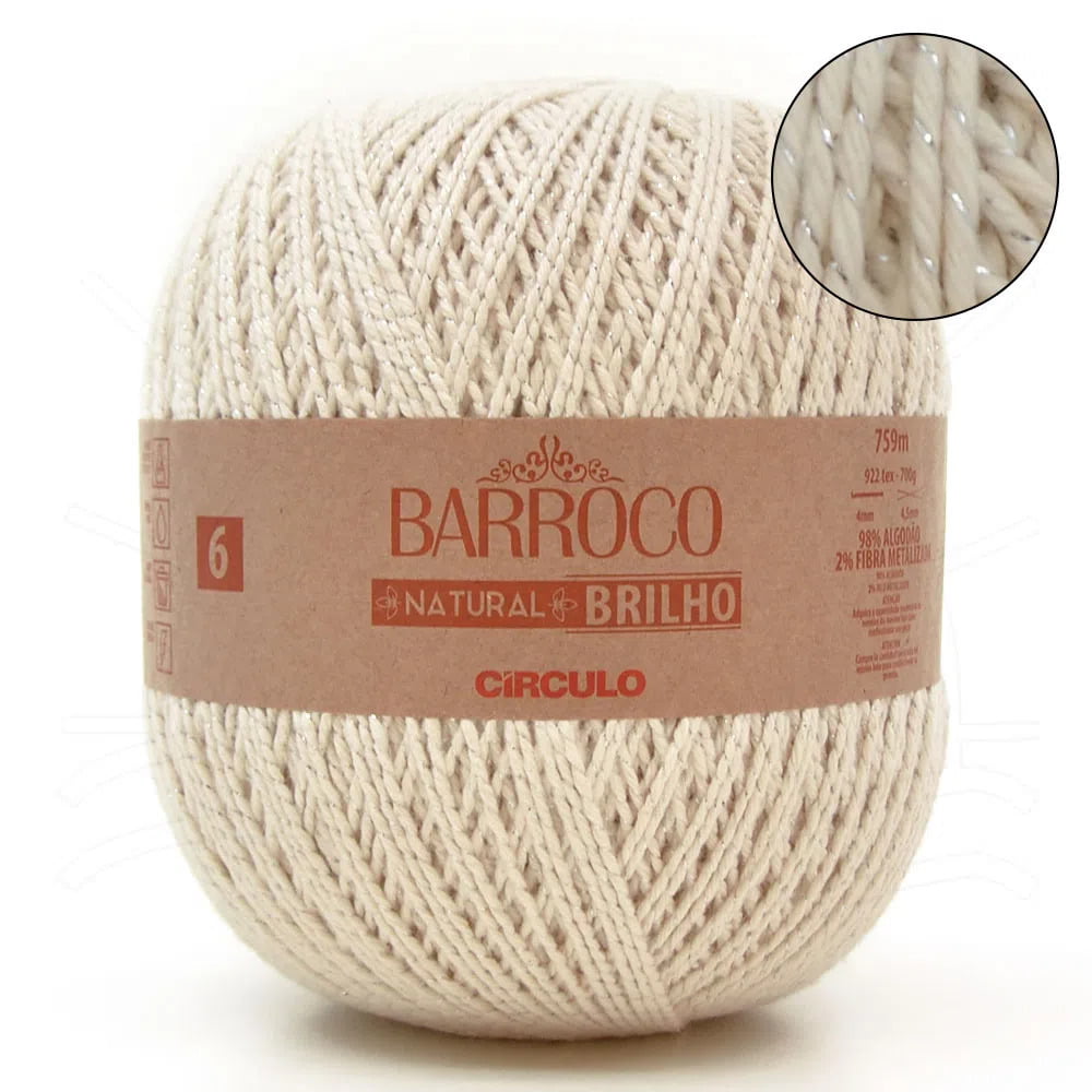 Barbante Barroco Natural com Brilho Círculo 700g