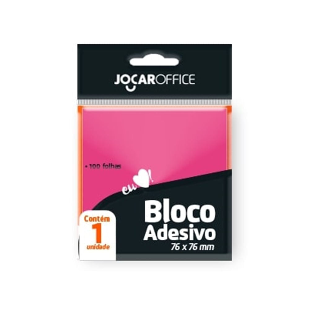 Bloco Adesivo Jocar Office 76Mmx76Mm Rosa