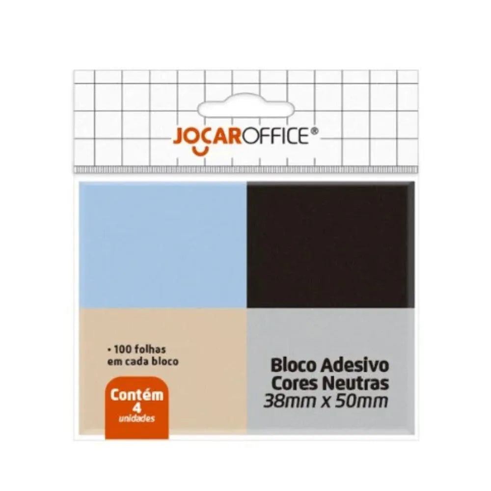 Bloco Adesivo Jocar 38x50mm Cores Neutras