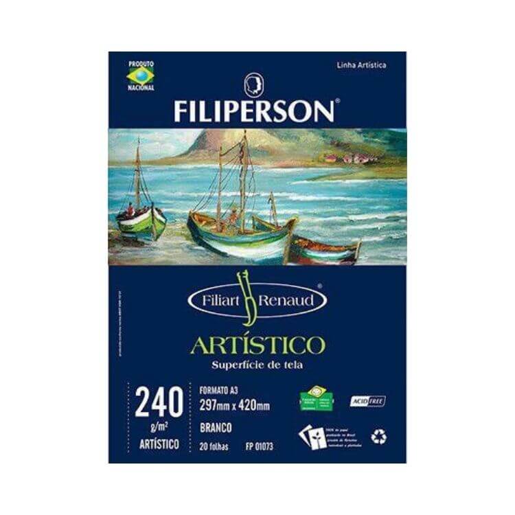 Bloco Desenho A3 240gr 20 Folhas Filiart Renaud Artistico Filiperson
