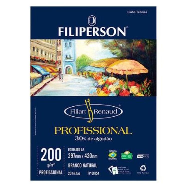 Bloco Desenho A3 200g 20 Folhas Filiart Renaud Profissional Filiperson