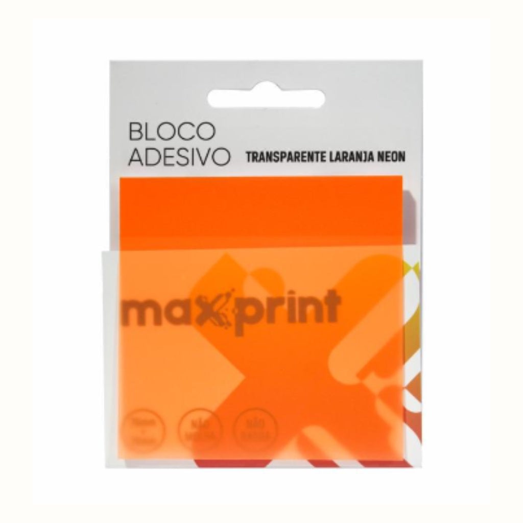 Bloco Adesivo Maxprint Transparente Laranja