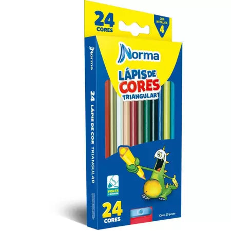 Lápis de Cor Norma 24 cores Triangular c/ Apontador