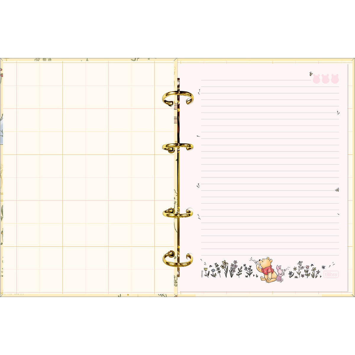 Caderno Argolado Tilibra Pooh Cartonado Colegial 160 Folhas