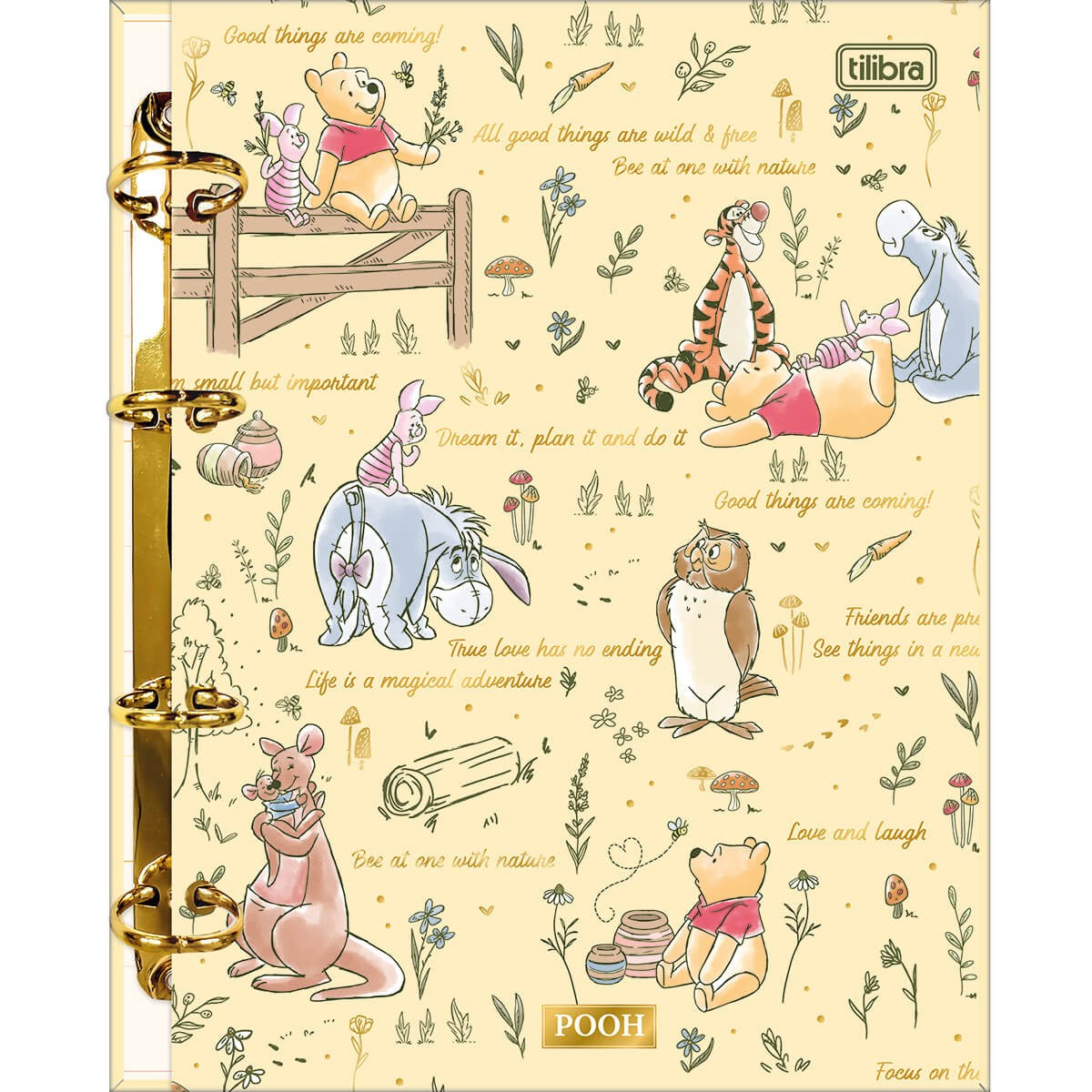 Caderno Argolado Tilibra Pooh Cartonado Colegial 160 Folhas