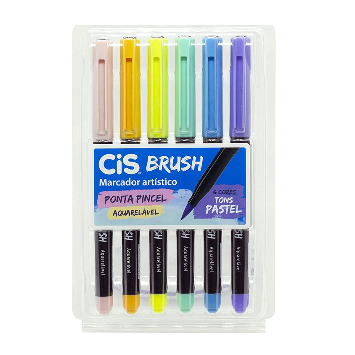 Marcador Artistico Cis Brush 6 Cores Pastel