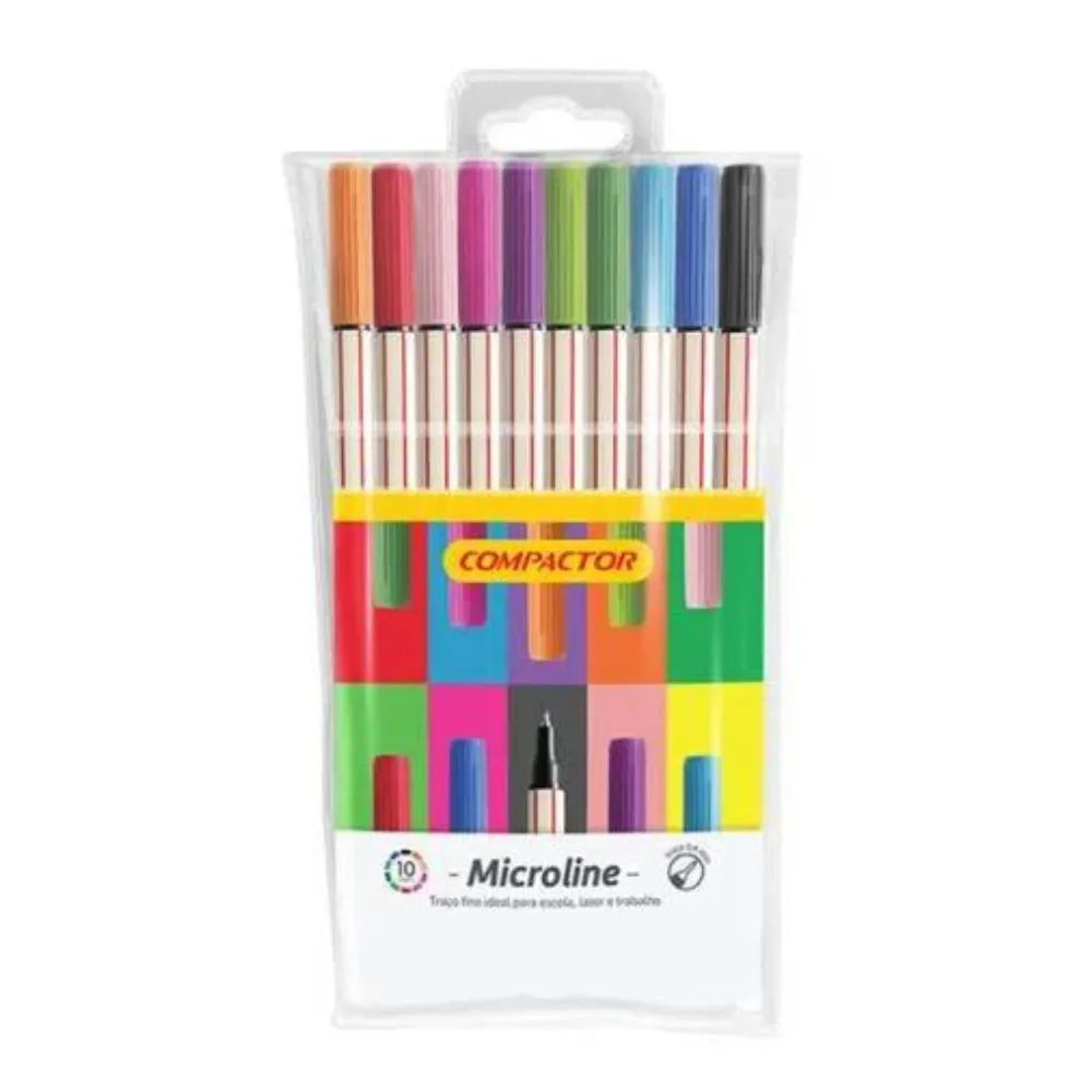 kit Caneta Compactor Microline 10 Cores