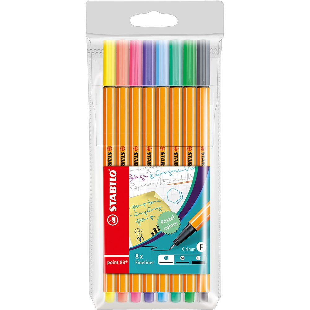 Kit Caneta Stabilo Point 88 com 8 Tons de Pastel colors
