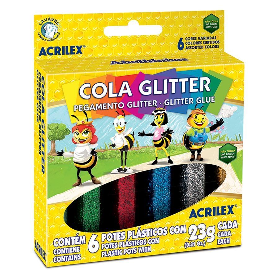 Cola Glitter Acrilex 23g 6 Cores