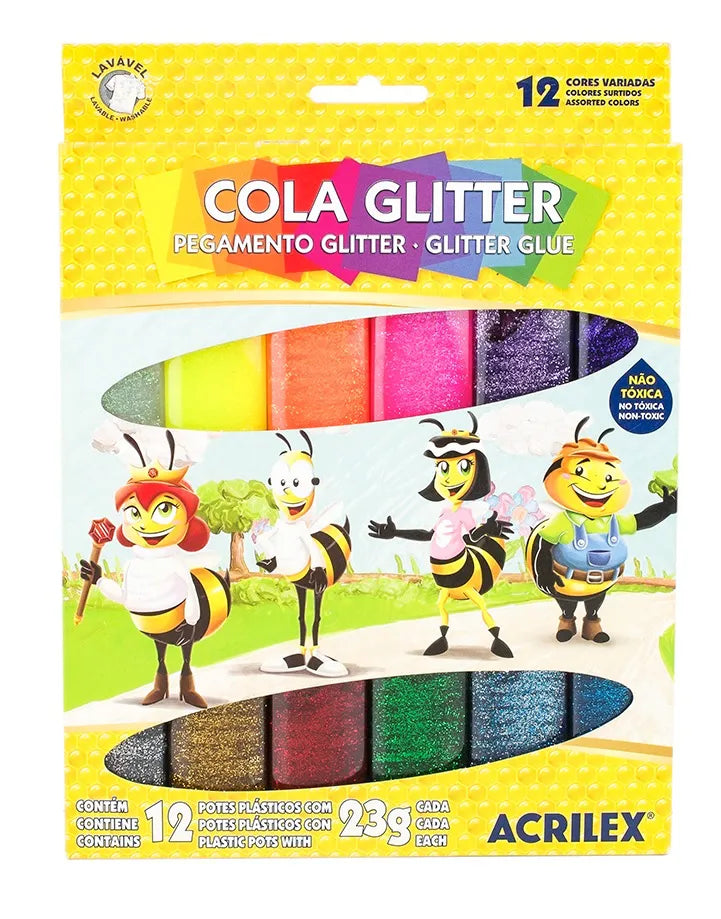 Cola Glitter Acrilex 23g 12 Cores