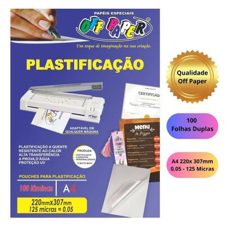 Polaseal Plástico para Plastificação A4 125 Micras 0,05 100 Fls Off Paper