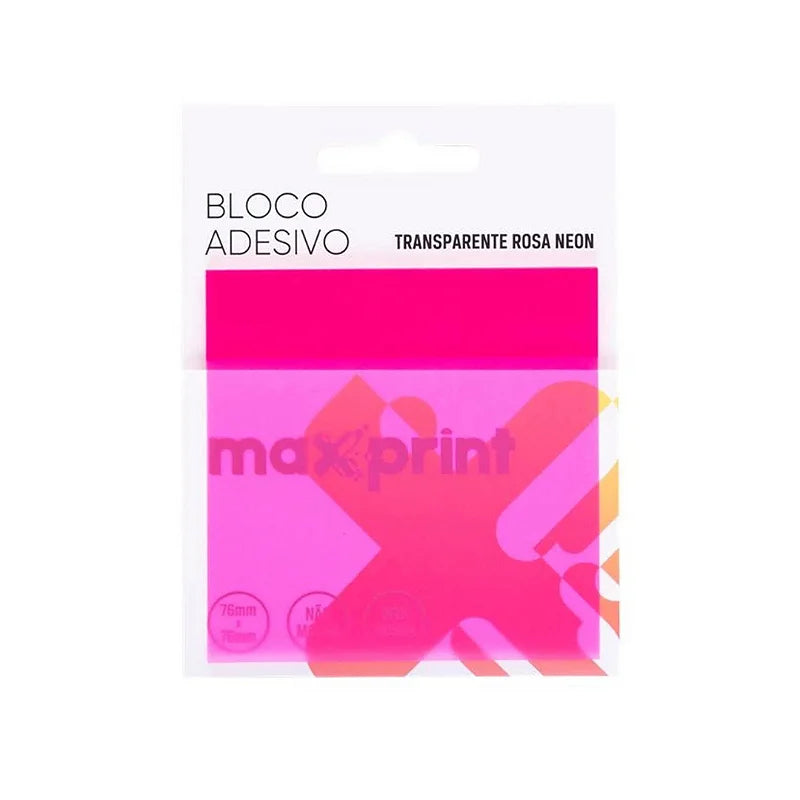 Bloco Adesivo Maxprint Transparente Rosa