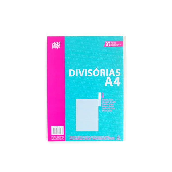 Divisória A4 YES com Visor Transparente, 10 Divisões Cristal