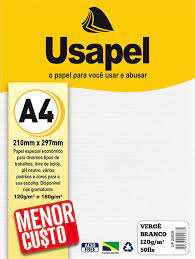 Papel Vergê A4 120g Branco Usapel 50 Folhas