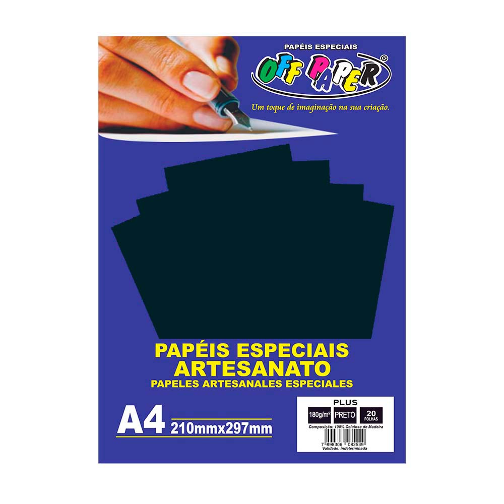 Papel Plus A4 Preto Lumi 180g Off Paper 20 Folhas