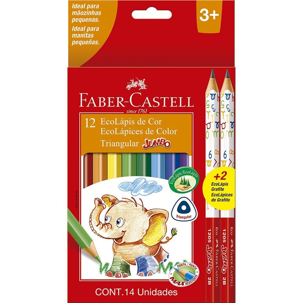 Lápis de Cor Faber-Castell 12 cores Jumbo Triangular