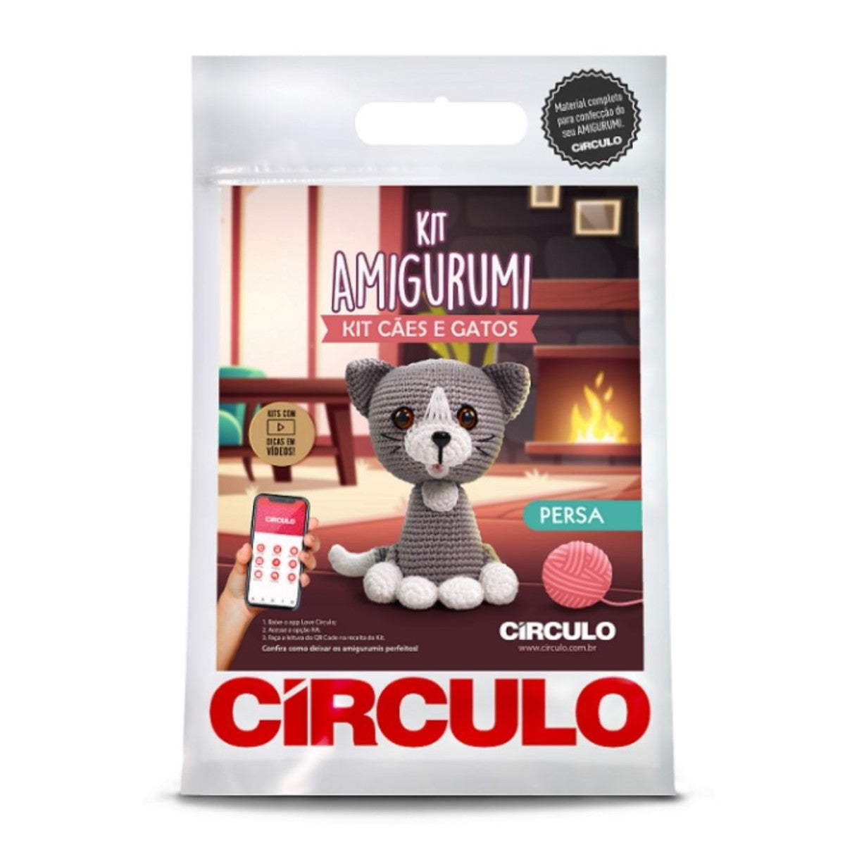 Kit Amigurumi Círculo Cães e Gatos - Persa