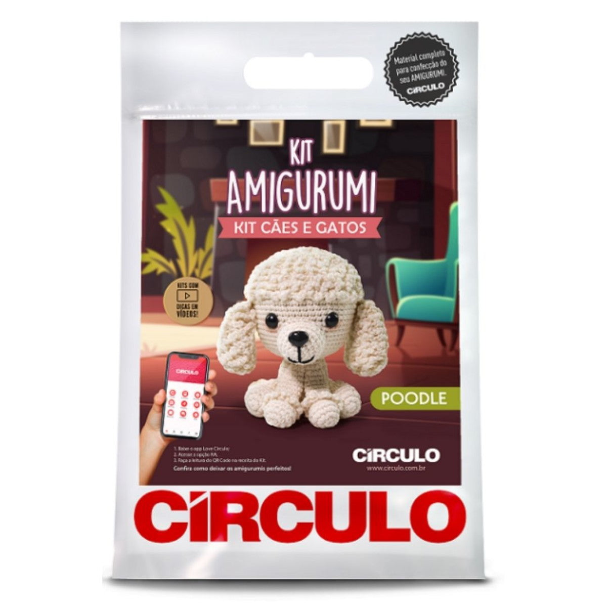 Kit Amigurumi Círculo Cães e Gatos - Poodle