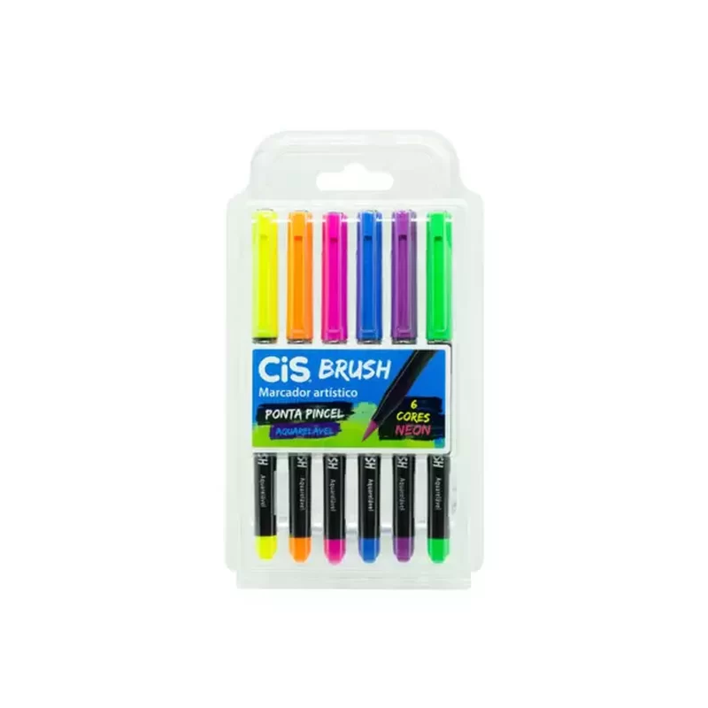 Marcador Artistico Cis Brush 6 Cores Neon