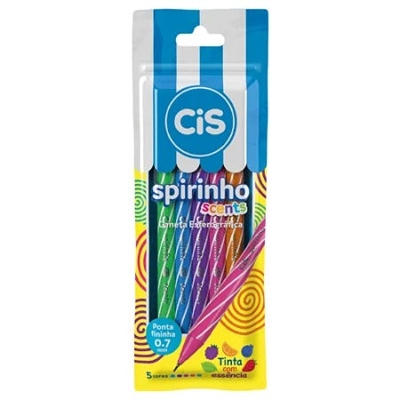 Kit Caneta Cis Spirinho 5 cores Esferográfica