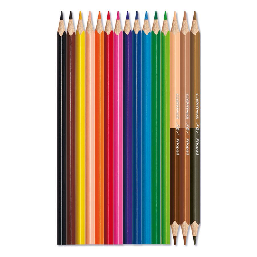 Lápis de Cor Maped 12 cores Color Peps + 3 Lápis Duo Triangular Cores da Pele
