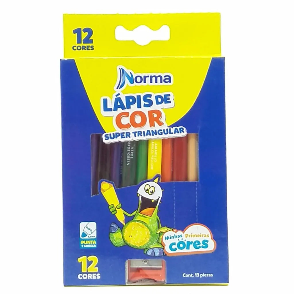 Lápis de Cor Norma Jumbo Super Triangular c/12 cores
