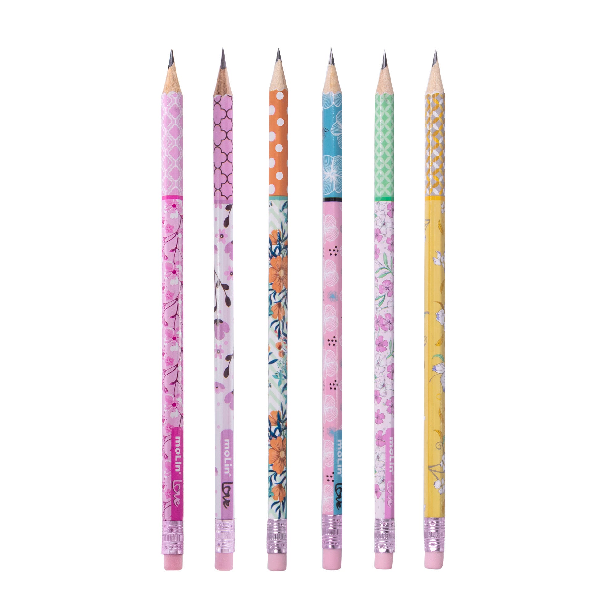 Lápis de Escrever Molin com Borracha Love Flowers