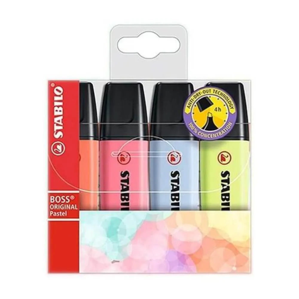 Marca Texto Stabilo Boss Kit com 4 Cores Novas