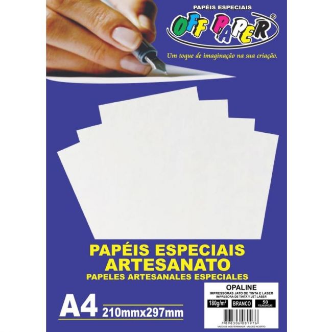 Papel Opaline/offset  A4 180g Branco 50 Folhas Off Paper