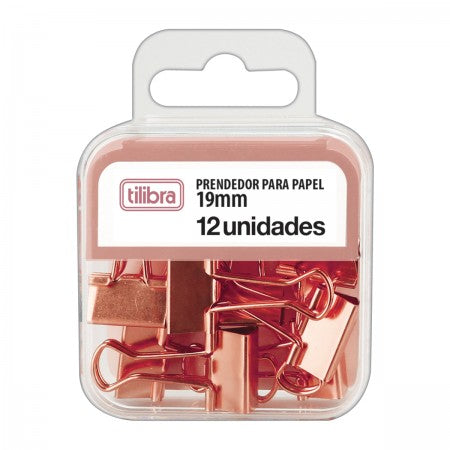 Prendedor de Papel 19mm Ouro Rose 12 unidades Tilibra