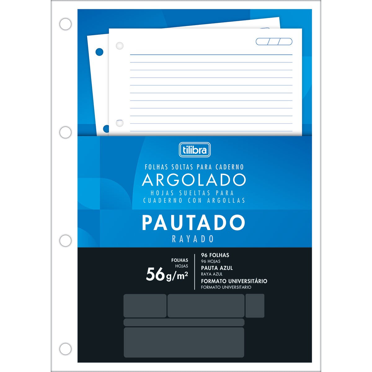 Bloco refil Tiliflex Folhas Soltas para Caderno Argolado Universitário 96 Folhas